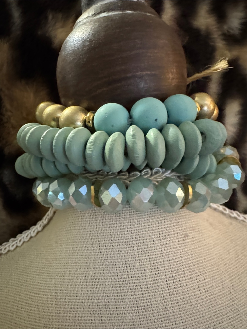 Stacked Mint Green Beaded Bracelet Set - Women Jewelry